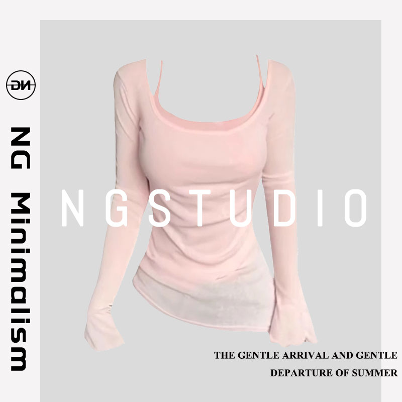 上衣NGMinimalism辣妹U领长袖