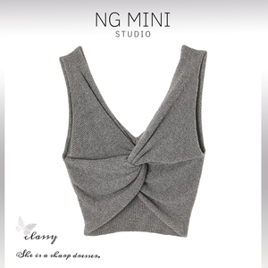 NG Minimalism 设计感小众灰色扭结吊带背心夏季背无袖上衣女