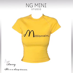 NG Minimalism  短袖t恤女独特别致性感紧身上衣高级设计感小众