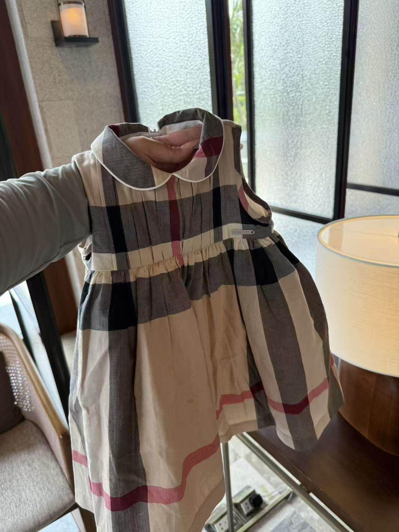 现货Bbr外贸手工新款女童格子连衣裙（非固定花色）