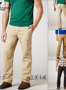 American Eagle/美国鹰AE 男士经典卡其布纯棉水洗直筒休闲裤
