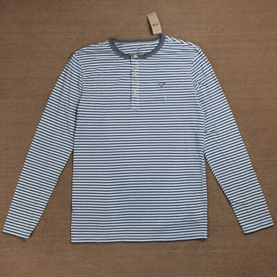 美国鹰男士休闲门筒领长袖t恤衫