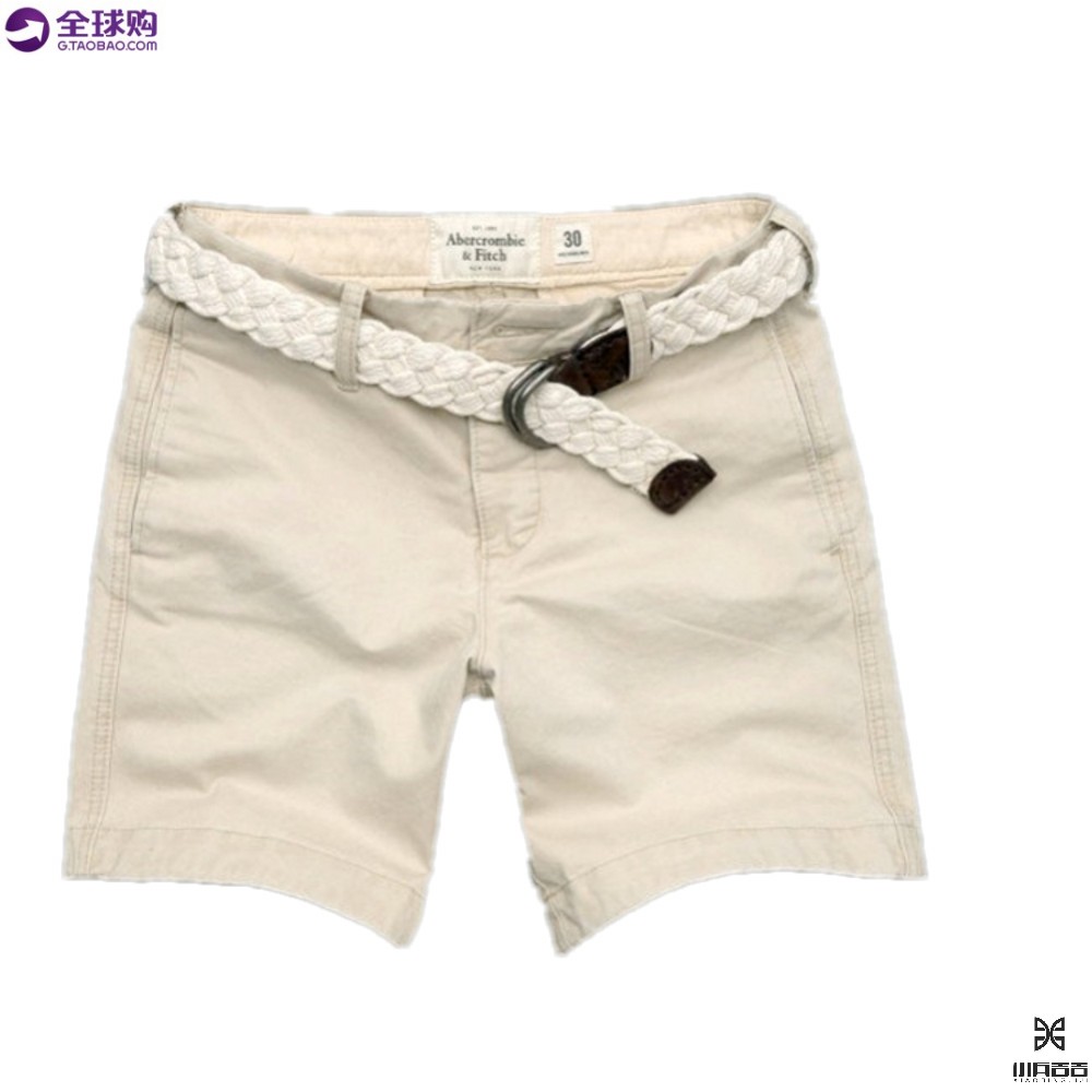 断码特价 AF/Abercrombie Fitch 男士夏季经典直筒休闲短裤附腰带