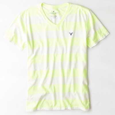 美国鹰American Eagle 夏季男士条纹V领短袖T恤5折