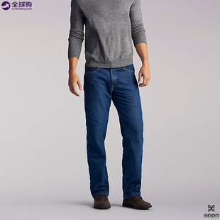 美国 Lee/李牌 男士冬季加绒加厚保暖宽松中腰直筒牛仔裤 2055792