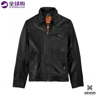 经典 TIMBERLAND 添柏岚 男士 纯色翻领飞行员真皮夹克外套A1AE1