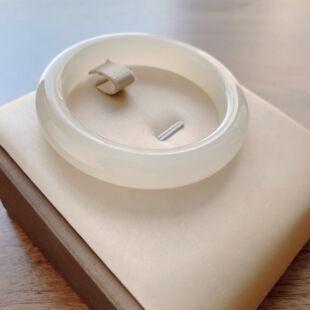 天然和田玉手镯 53.7圈口 青海料 平安镯 梧桐家 藕粉色