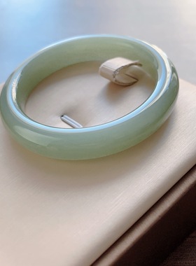 52.1圈口-晴水色-平安镯-青海料-天然和田玉手镯-梧桐家