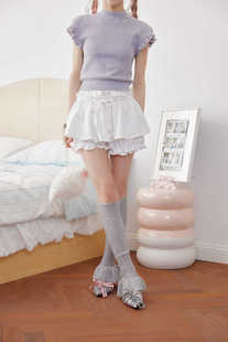 ChillSweet超糖 白色花苞短裙双腰蓬蓬裙夏少女小个子半身裙裤裙