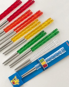 韩国Haribo金熊儿童成人不锈钢筷子幼儿园家用拼色短款亲子学习筷