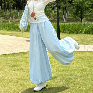 慵懒感蓬蓬灯笼裤 夏季 女宽松九分休闲阔腿裤 高腰显瘦花苞裙裤 新款