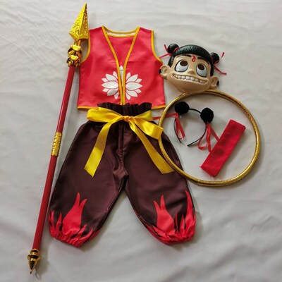 六一儿童哪吒同款衣服火尖枪道具男女童Cosplay动漫人物服装