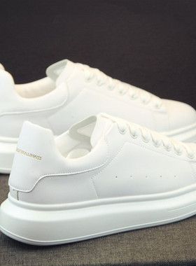 情侣小白鞋男2021新款男鞋潮鞋板鞋增高白鞋百搭休闲皮鞋白色鞋子