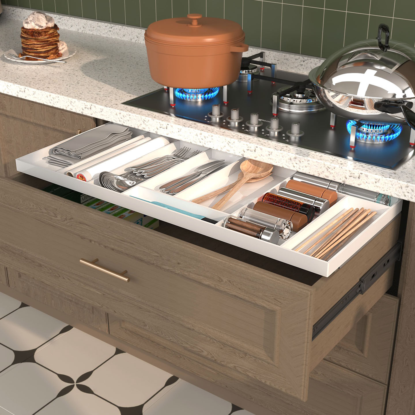 亚克力收纳分格托盘餐具分类整理抽屉拉篮改造抽中抽带细双向轨道,厨房/烹饪用具,厨房抽屉置物架,淘宝优惠券,粉丝福利购,淘宝优惠卷