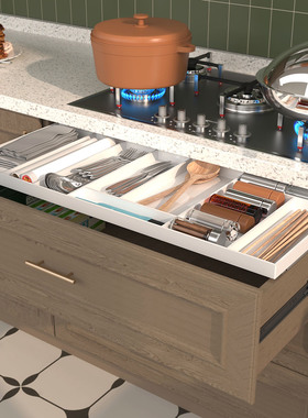 亚克力收纳分格托盘餐具分类整理抽屉拉篮改造抽中抽带细双向轨道