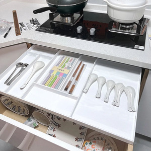亚克力矮款抽中抽托盘定做橱柜餐具筷子分格收纳托盘免打孔袋轨道