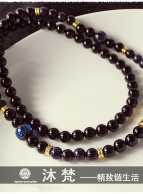 黑玛瑙琉璃男女款佛牌链可定制