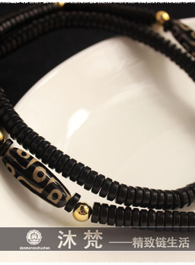 椰壳天珠金银色崇迪象神佛牌链