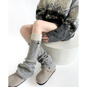 秋冬季 灰色羊毛抽绳堆堆袜套JK辣妹撞色休闲日系风学生保暖百搭