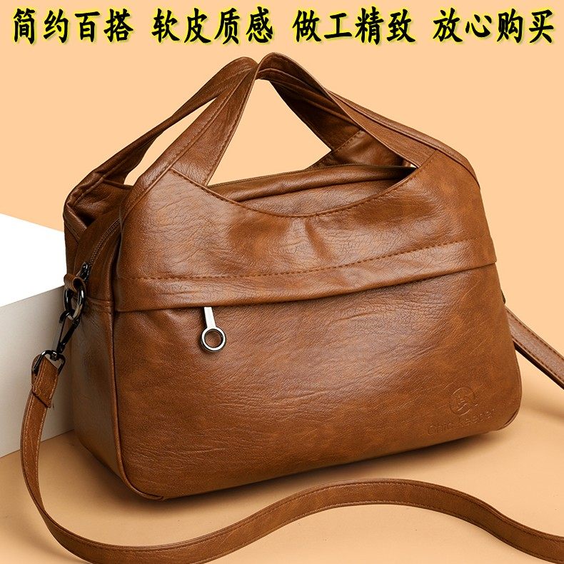 2026新款PU软皮斜挎包女士简约百搭手提包单肩外出上班通勤妈妈包