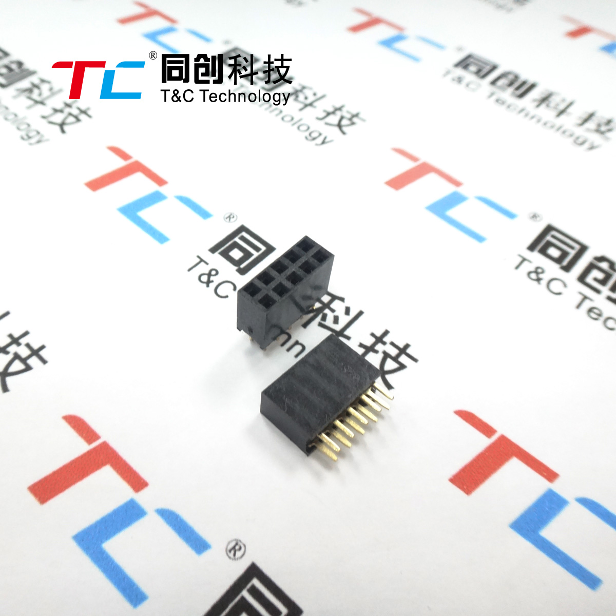 同创科技 2.54mm 排母 2*5P 塑高8.5 双排 直针座 直脚 环保镀金