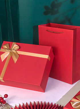 礼盒空盒子礼品盒红色盒子装围巾高级感精致礼盒包装空盒定制logo