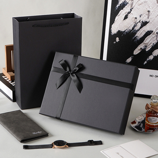 黑色礼物盒装衬衫围巾礼盒包装盒睡衣礼盒空盒大号伴手礼礼品盒子