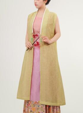 檀绾-晚意合领长比甲宋直领对襟弓袋袖天丝春夏透气易皱汉服通勤