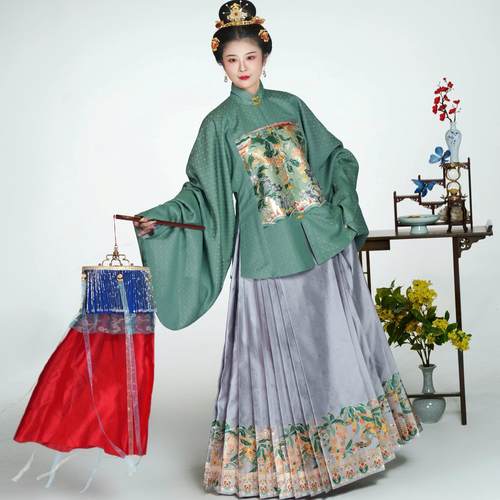 上衣檀绾-蛇年限定荔枝桂圆补服立领对襟琵琶袖方领半袖明制汉服