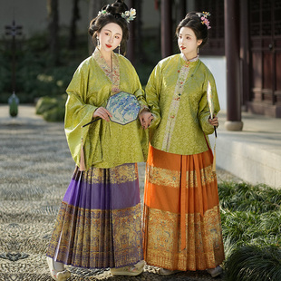 檀绾 金通龙凤缠枝莲暗纹明制汉服上袄交领立领对襟对穿双层缎面