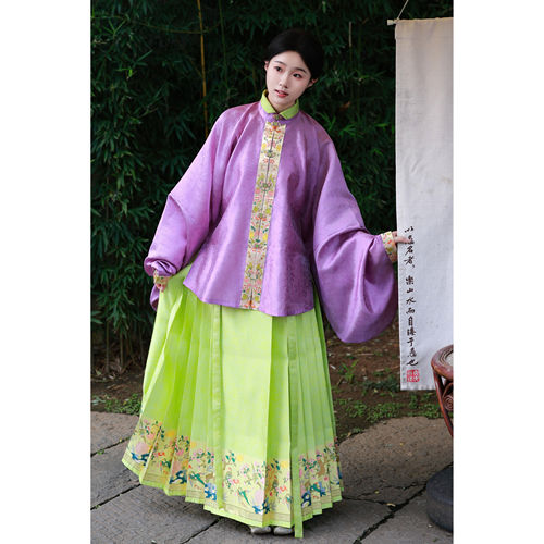 檀绾-莺歌缭绕立领对襟琵琶袖短衫暗花纱明制汉服女款春秋日常古