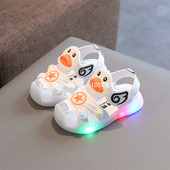 岁中小童夏季 凉鞋 男童包头沙滩鞋 底闪灯鞋 女宝宝软底鞋 子