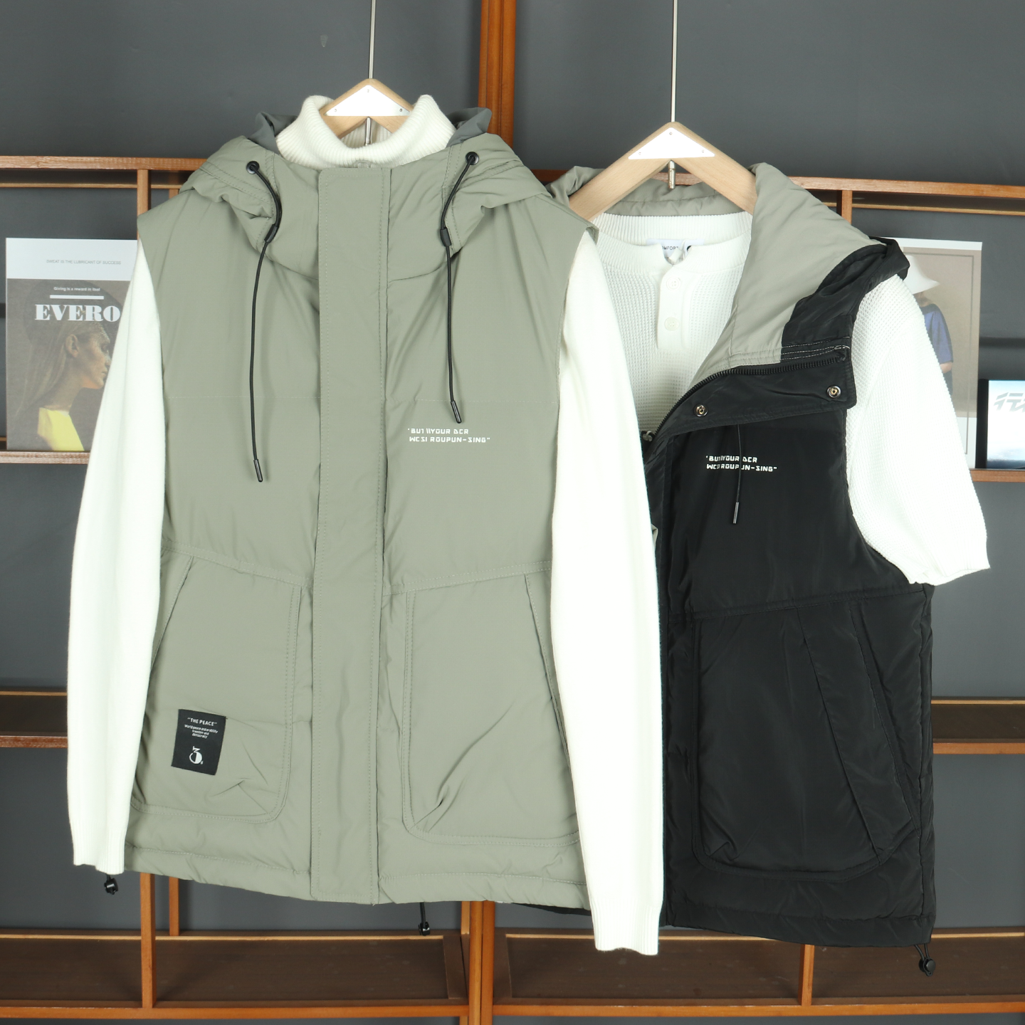 连帽加厚保暖男宽松羽绒马甲外套