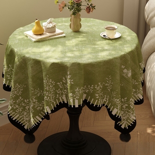 中古风圆桌桌布防水防烫免洗高级感圆形餐桌垫美式小圆台装饰盖布