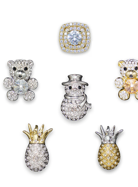 Popits人字拖专用配饰小熊系列 DIY拖鞋饰扣奥地利水晶