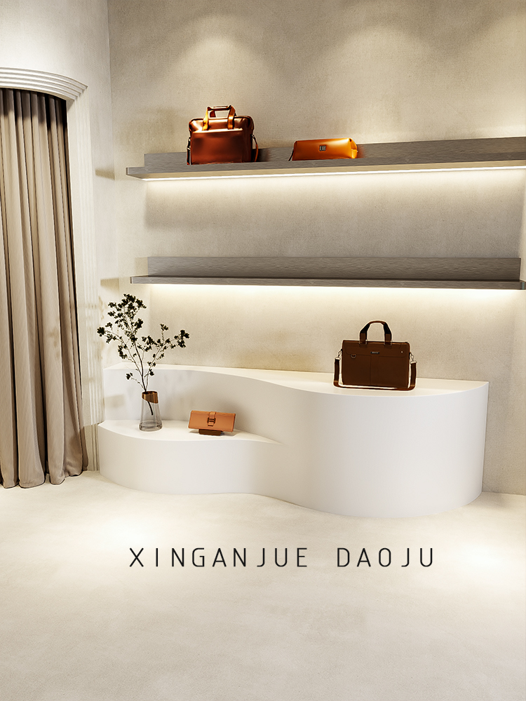 服装店软装靠墙展示台2层橱窗装饰陈列道具鞋包包流水台展台道具