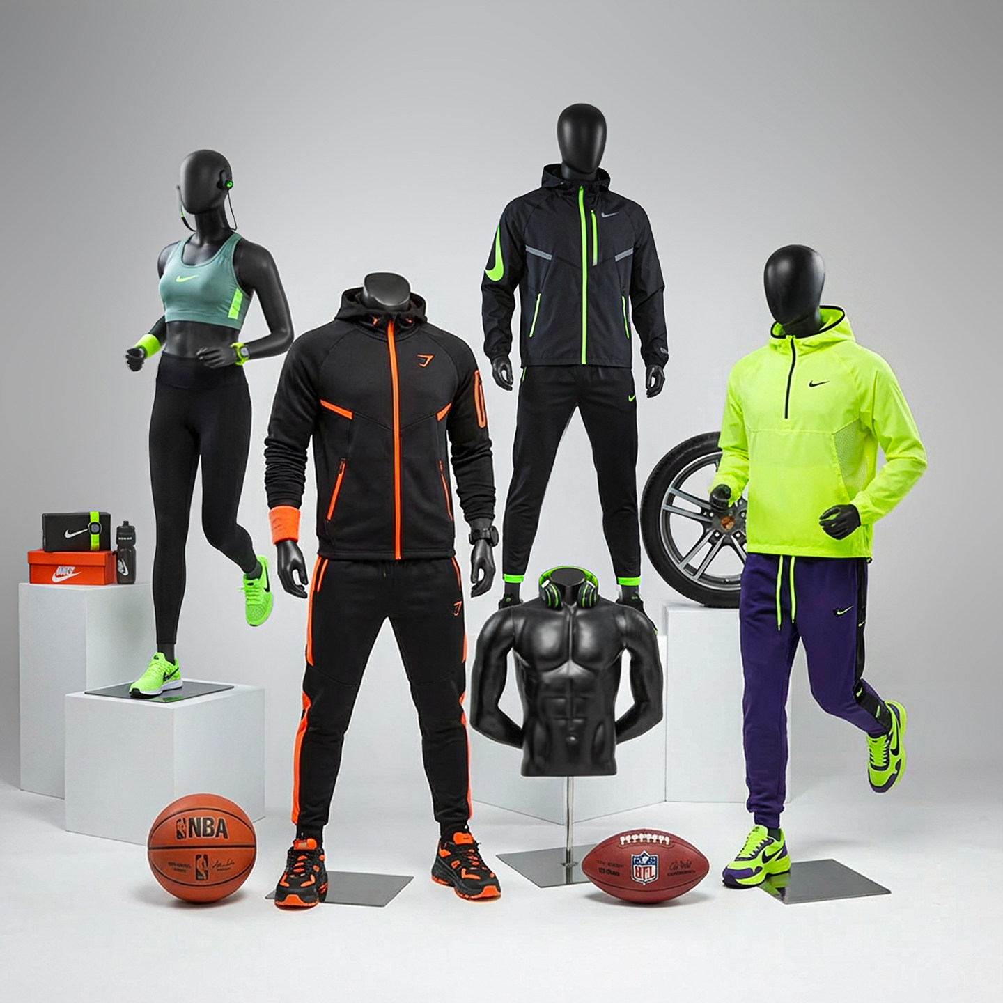 运动模特道具男全身服装店橱窗展示架模型半身男女假人体模特人偶