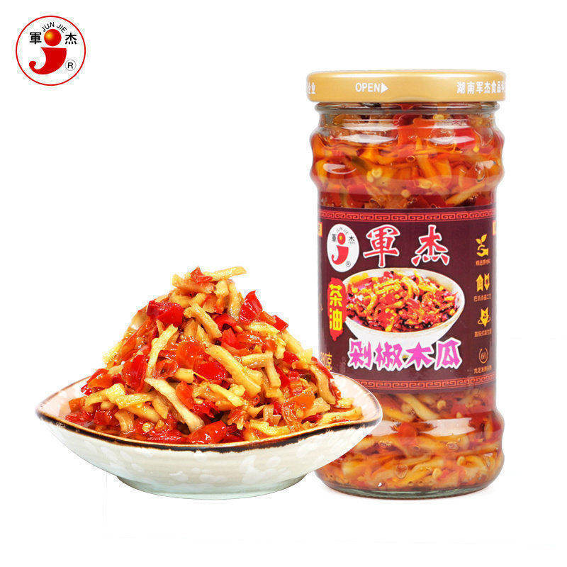 湖南剁辣椒军杰茶油木瓜丝280g