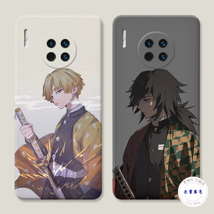 适用于我妻善逸8华为mate30手机壳40pro+50福冈义勇20x鬼灭之刃10e9防摔套