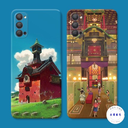 适用于二次元场景9oppo reno6手机壳8 5pro+7宫崎骏4se套3k动漫2z软防摔套