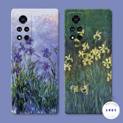 适用于油画鸢尾花华为荣耀v40手机壳v20v30pro艺术梵高v10文v9play防摔套
