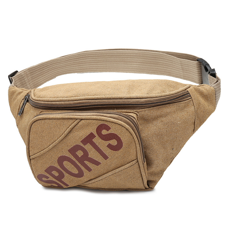 户外休闲手机包斜挎帆布男士多功能单肩腰包复古风休闲百搭防水