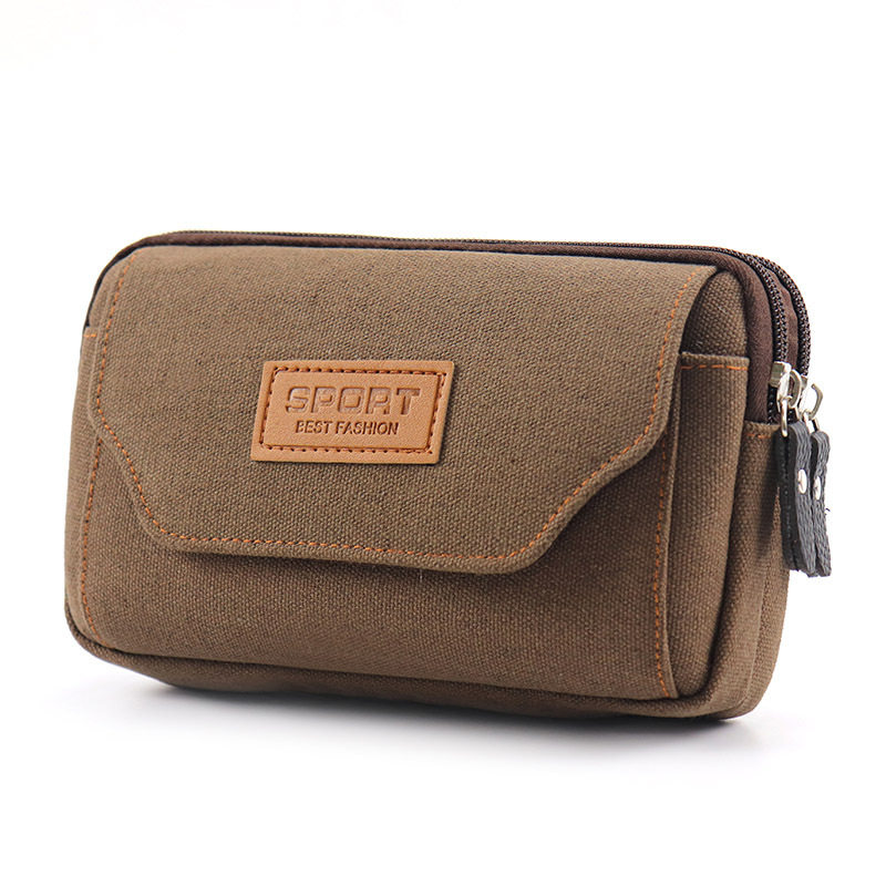 腰包手机男士结实耐用老年人工地专用新款耐磨帆布老人装多功能