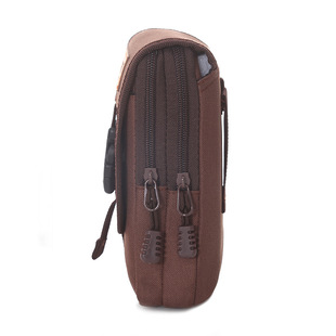 手机腰包时尚简约款小型小号布钱包式带盖拉链包装三个大容量锁匙