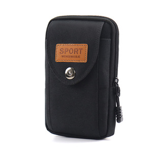 手机包带钥匙男士手机腰包布艺袋老人用帆布手机袋樊布装轻便三层