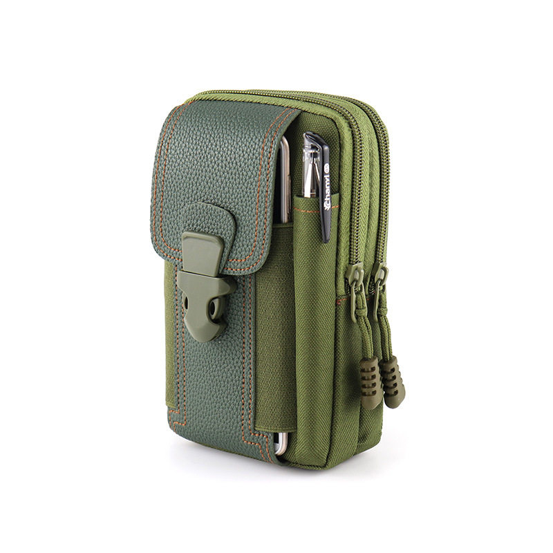 竖款帆布腰包男士穿皮带耐磨防水大容量户外干活手机收纳腰间小包