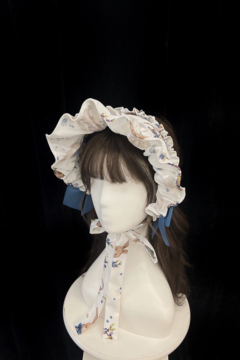 alice girl原创新款 lolita蓝莓兔洛丽塔田园优雅印花 bb帽头饰