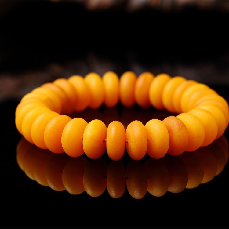直播供货老蜜蜡饼子波罗的海琥珀鸡油黄男女款文玩手串手链首饰品