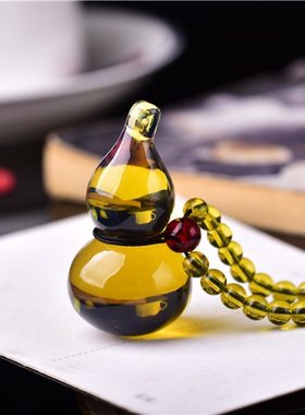 金珀利直播琥珀蜜蜡吊坠 葫芦琥珀挂坠男女款项链