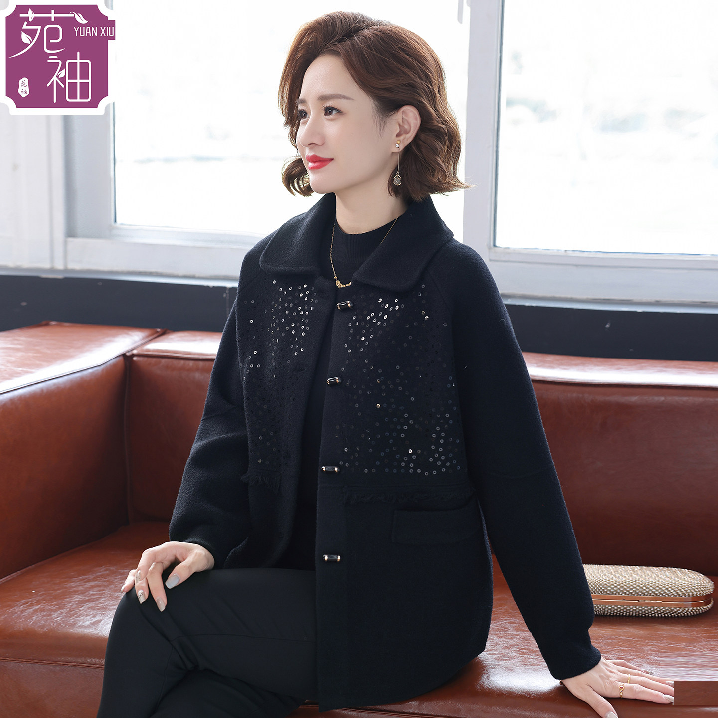 妈妈春秋装洋气高贵外套女50多岁开衫中老年秋冬季休闲毛呢上衣服,女装/女士精品,短外套,淘宝优惠券,粉丝福利购,淘宝优惠卷